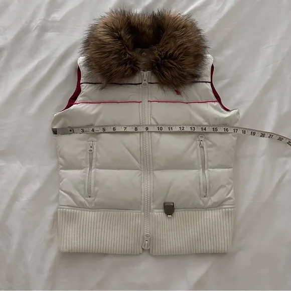 Abercrombie & Fitch White and Brown Fur Faux Collar Vest S - Picture 3 of 8